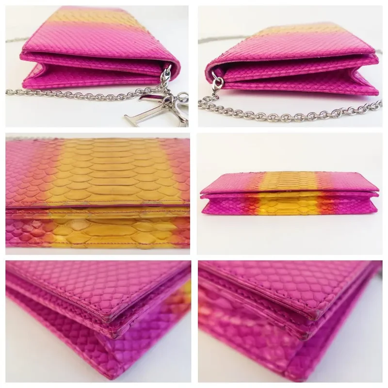 Dior Limited Edition Pink Python Leather Bag Clutch
