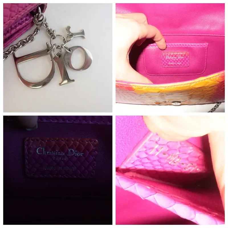 Dior Limited Edition Pink Python Leather Bag Clutch