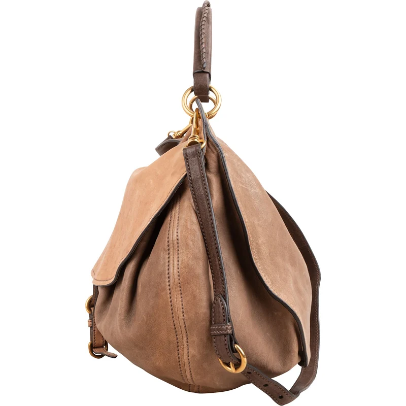 Miu Miu Tricolor Vitello Lux Leather Drawstring Hobo Handbag