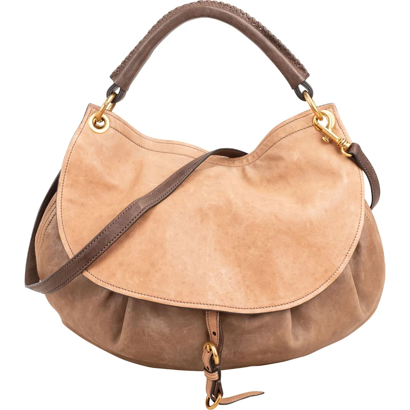 Miu Miu Tricolor Vitello Lux Leather Drawstring Hobo Handbag