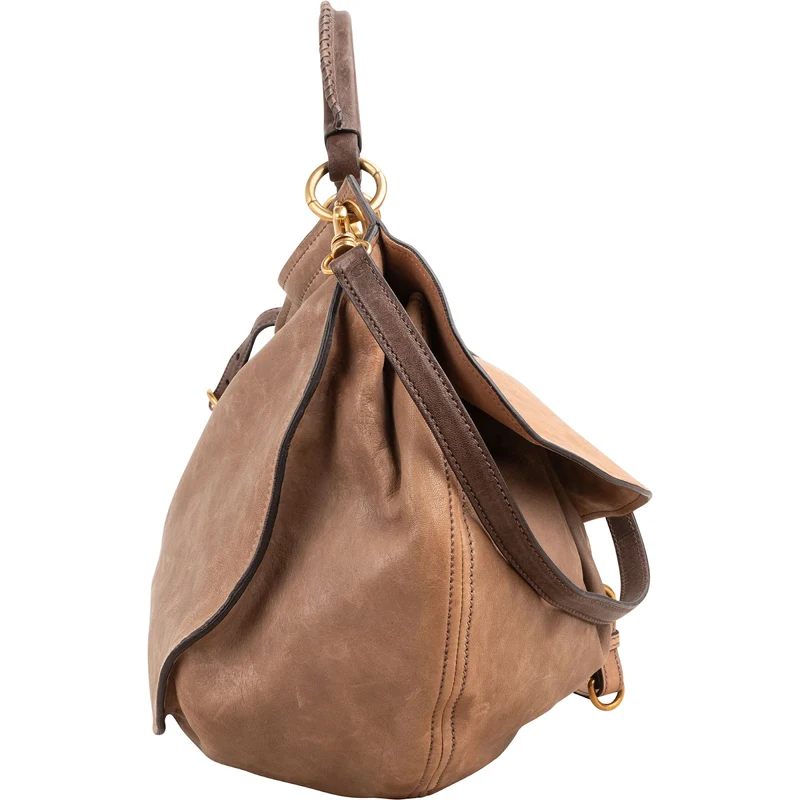 Miu Miu Tricolor Vitello Lux Leather Drawstring Hobo Handbag