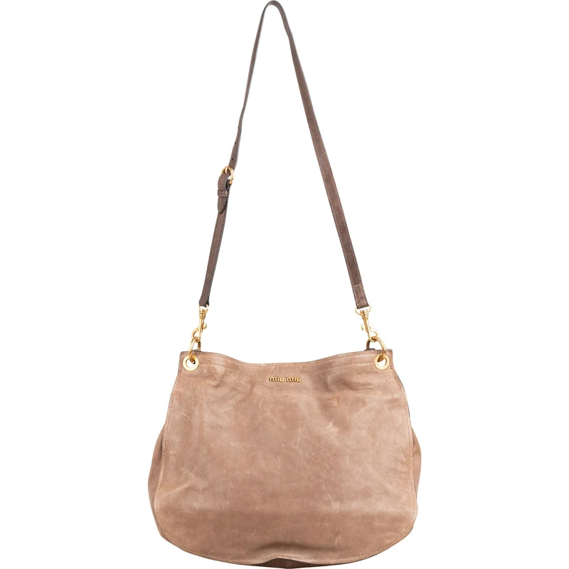 Miu Miu Tricolor Vitello Lux Leather Drawstring Hobo Handbag