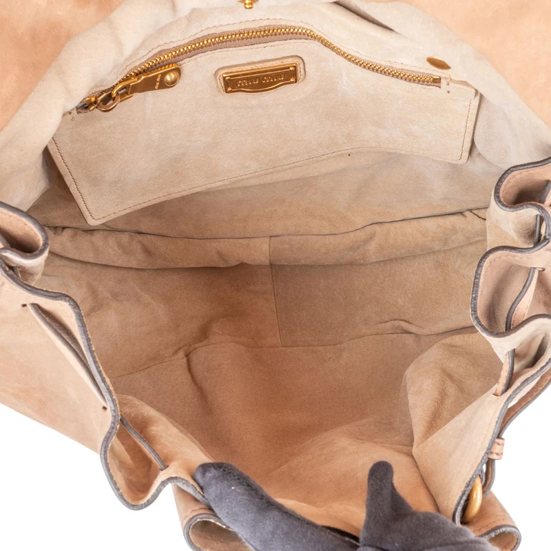 Miu Miu Tricolor Vitello Lux Leather Drawstring Hobo Handbag