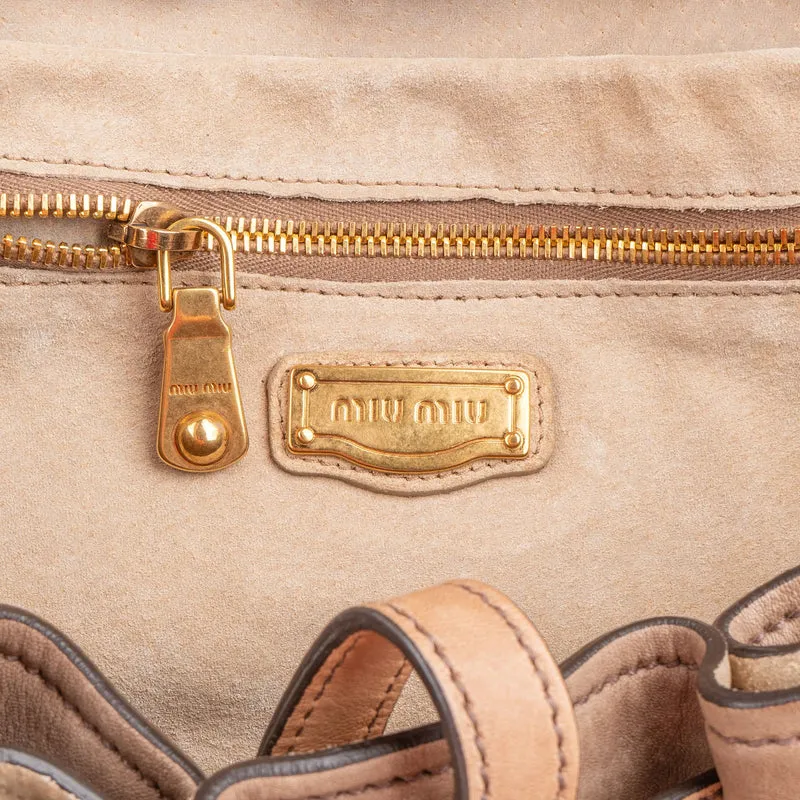 Miu Miu Tricolor Vitello Lux Leather Drawstring Hobo Handbag