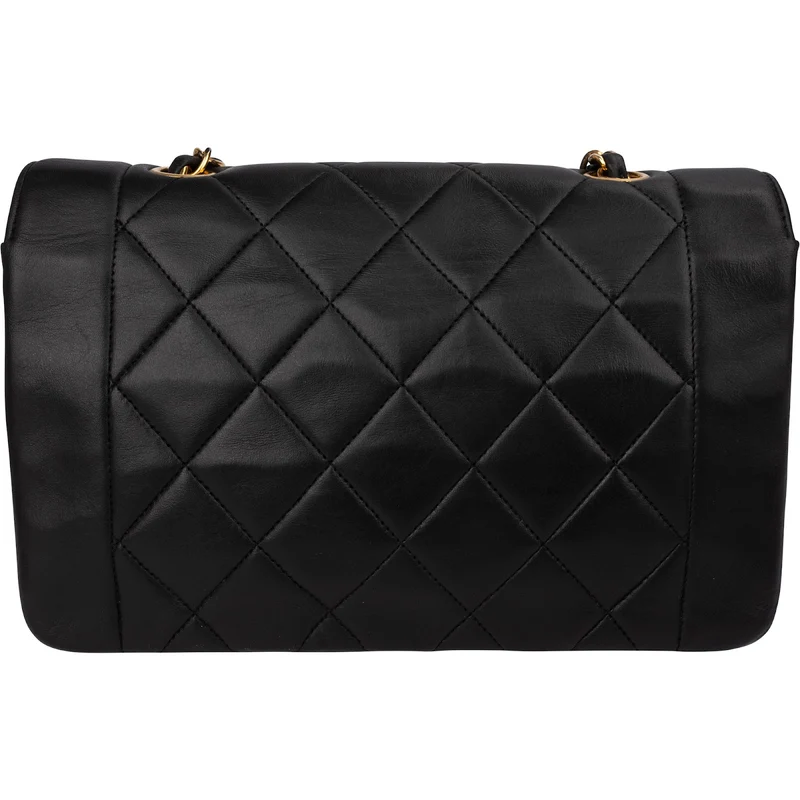Chanel Quilted Lambskin Diana 24K Gold Diana Single Flap Crossbody Bag