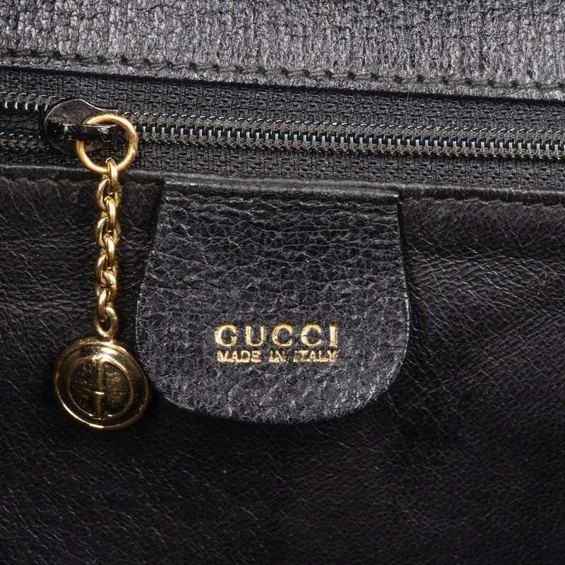 Gucci Black Grained Leather Padlock Top Handle Handbag
