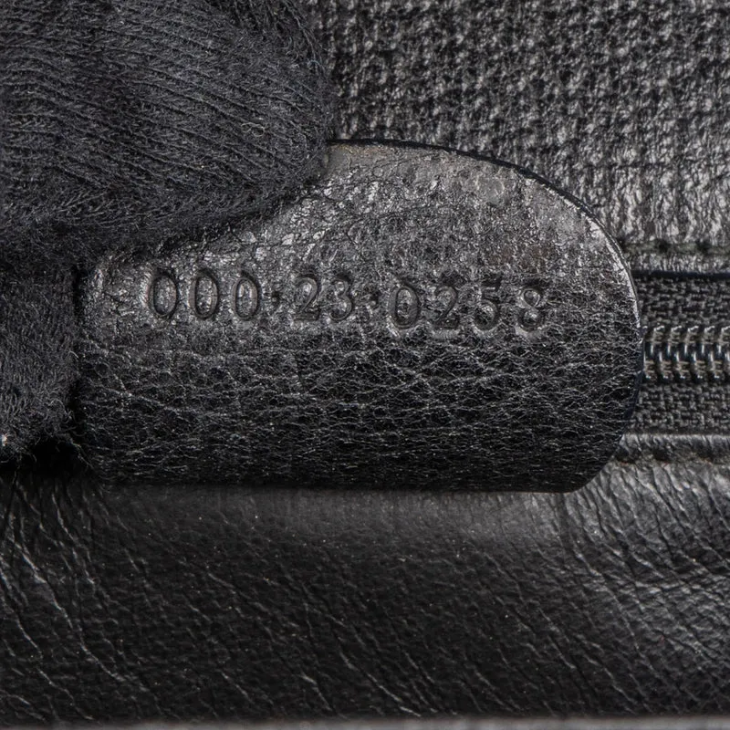 Gucci Black Grained Leather Padlock Top Handle Handbag