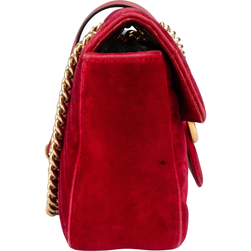 Gucci Velvet Matelassé GG Marmont Crossbody Bag