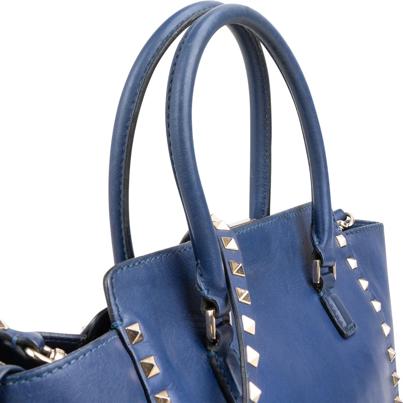Valentino Garavani Blue Leather Small Rockstud Handbag
