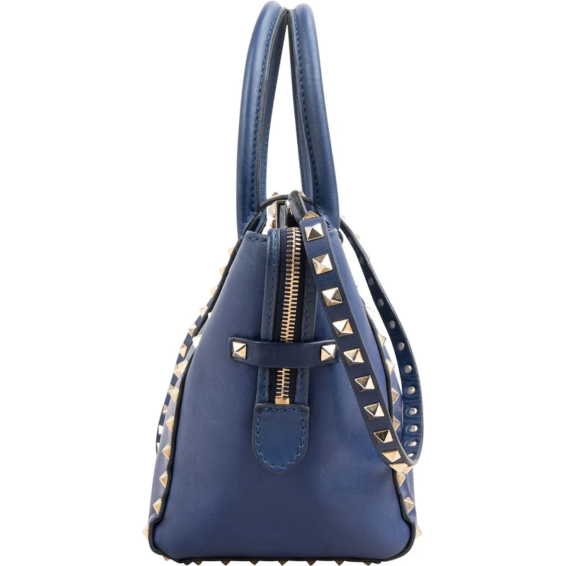 Valentino Garavani Blue Leather Small Rockstud Handbag