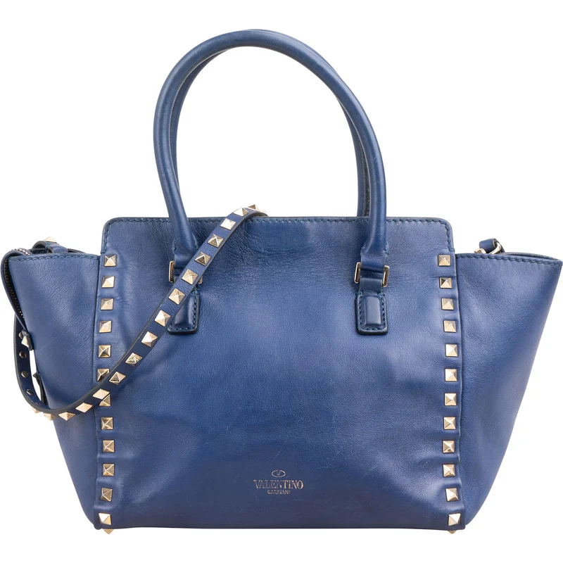 Valentino Garavani Blue Leather Small Rockstud Handbag