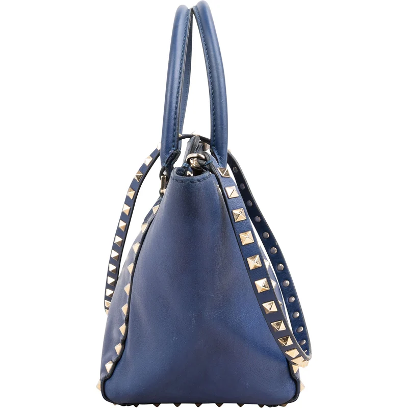 Valentino Garavani Blue Leather Small Rockstud Handbag