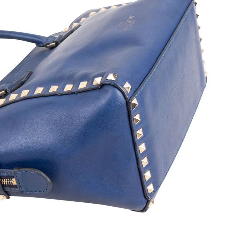 Valentino Garavani Blue Leather Small Rockstud Handbag