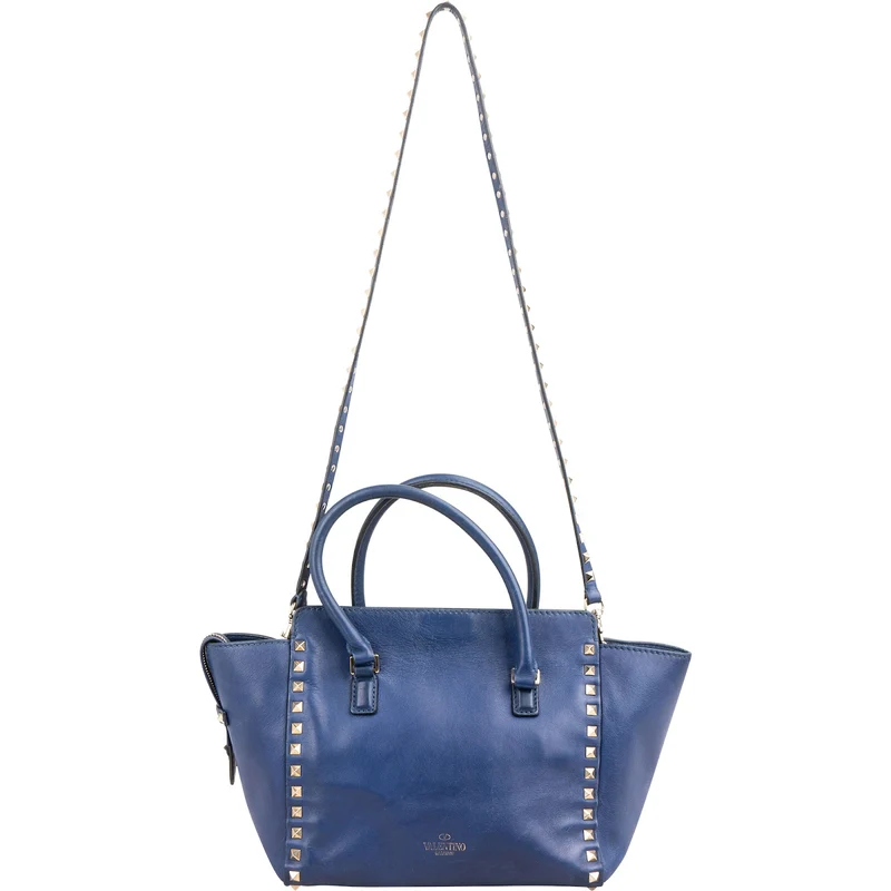Valentino Garavani Blue Leather Small Rockstud Handbag