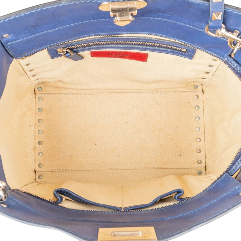 Valentino Garavani Blue Leather Small Rockstud Handbag