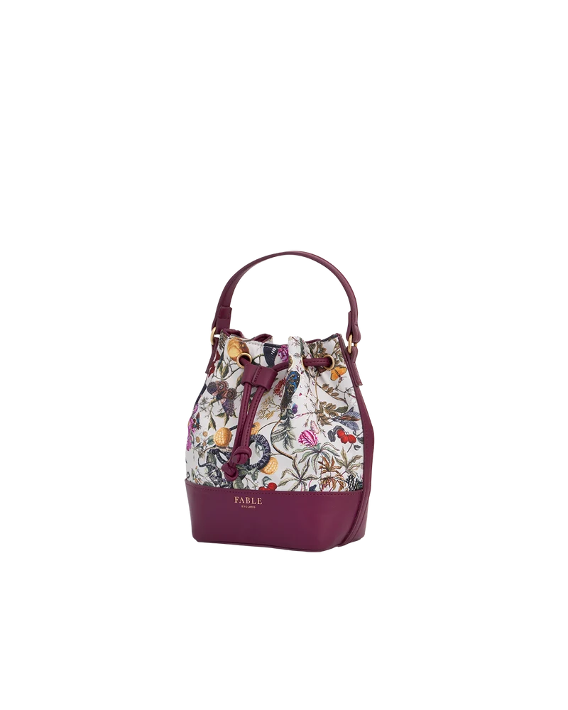 Floral Engravings Plum Bucket Bag