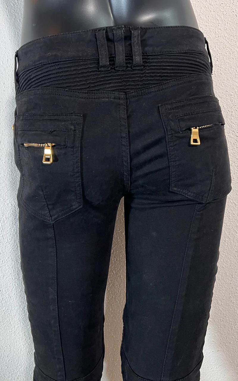 Vintage Balmain Biker Pants Black Denim