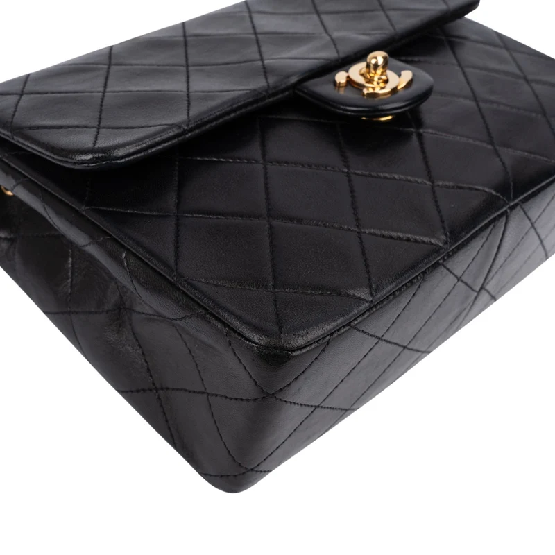 Chanel Quilted Lambskin 24K Gold Single Flap Crossbody Bag