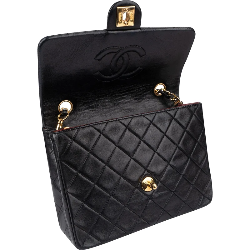 Chanel Quilted Lambskin 24K Gold Single Flap Crossbody Bag