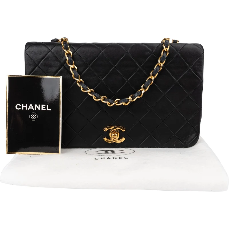 Chanel Quilted Lambskin 24K Gold Single Flap Crossbody Bag