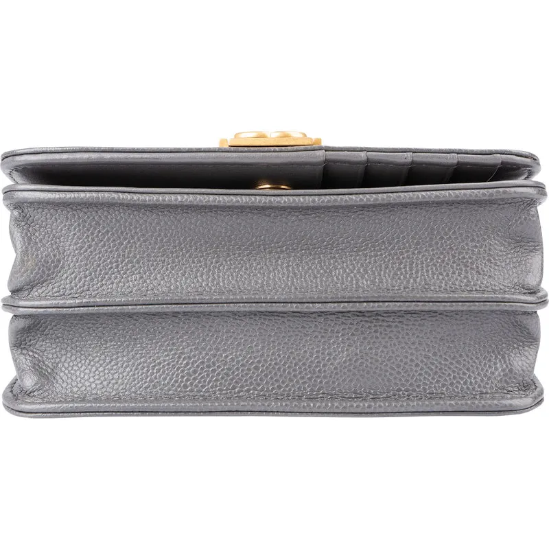 Chanel Quilted Caviar Leather Small Boy Mini Wallet On Chain Crossbody Bag