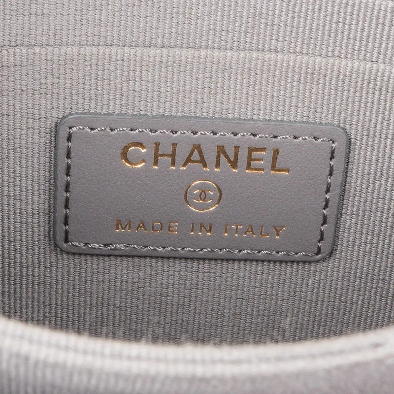 Chanel Quilted Caviar Leather Small Boy Mini Wallet On Chain Crossbody Bag