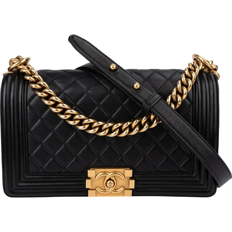 Chanel Quilted Lambskin Medium Boy Single Flap Crossbody Bag