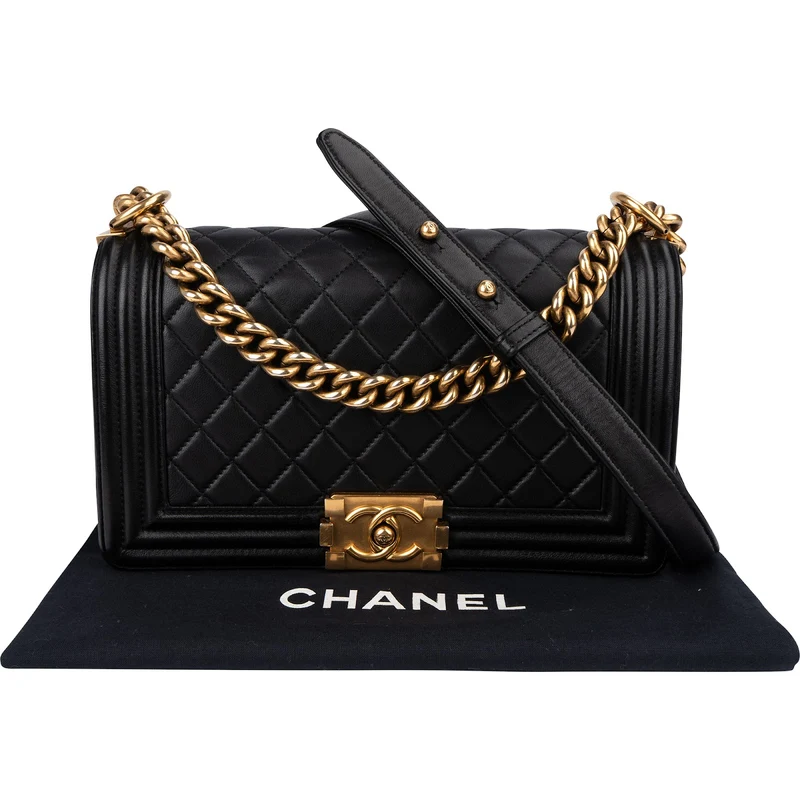 Chanel Quilted Lambskin Medium Boy Single Flap Crossbody Bag