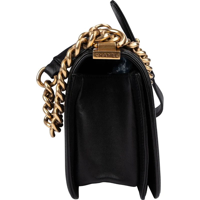 Chanel Quilted Lambskin Medium Boy Single Flap Crossbody Bag