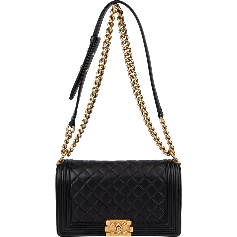 Chanel Quilted Lambskin Medium Boy Single Flap Crossbody Bag