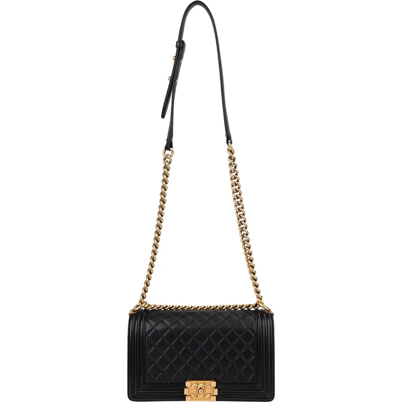 Chanel Quilted Lambskin Medium Boy Single Flap Crossbody Bag