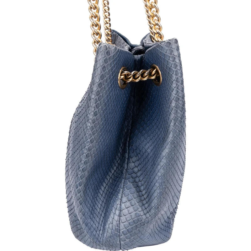 Chanel Bleu Python CC Shopping Tote Shoulder Bag