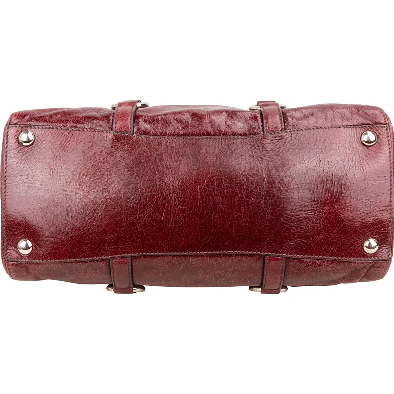 Miu Miu Vitello Lux Shine Leather Tote Buckle Handbag