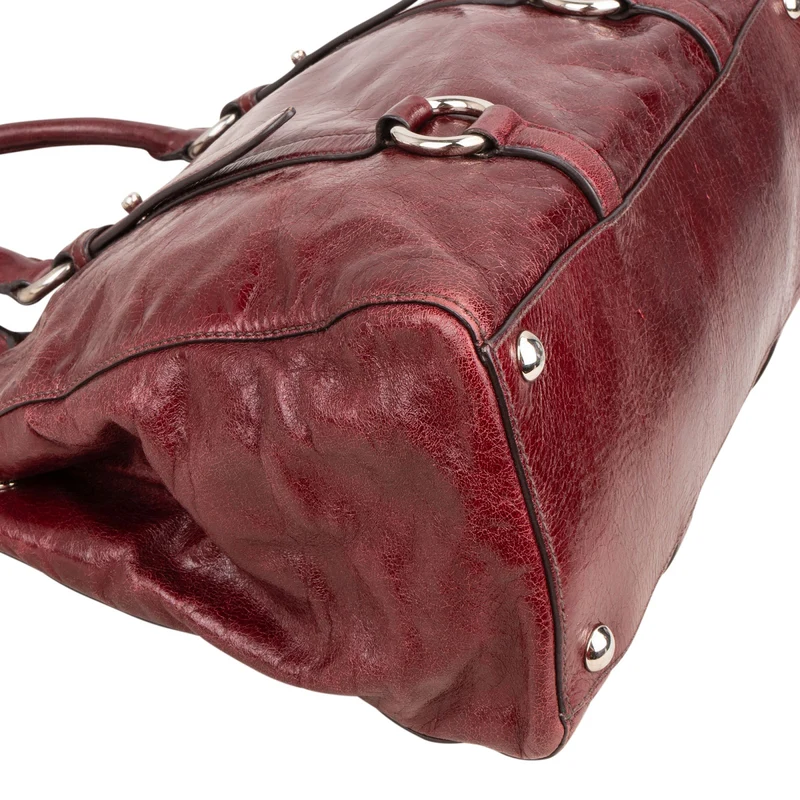 Miu Miu Vitello Lux Shine Leather Tote Buckle Handbag