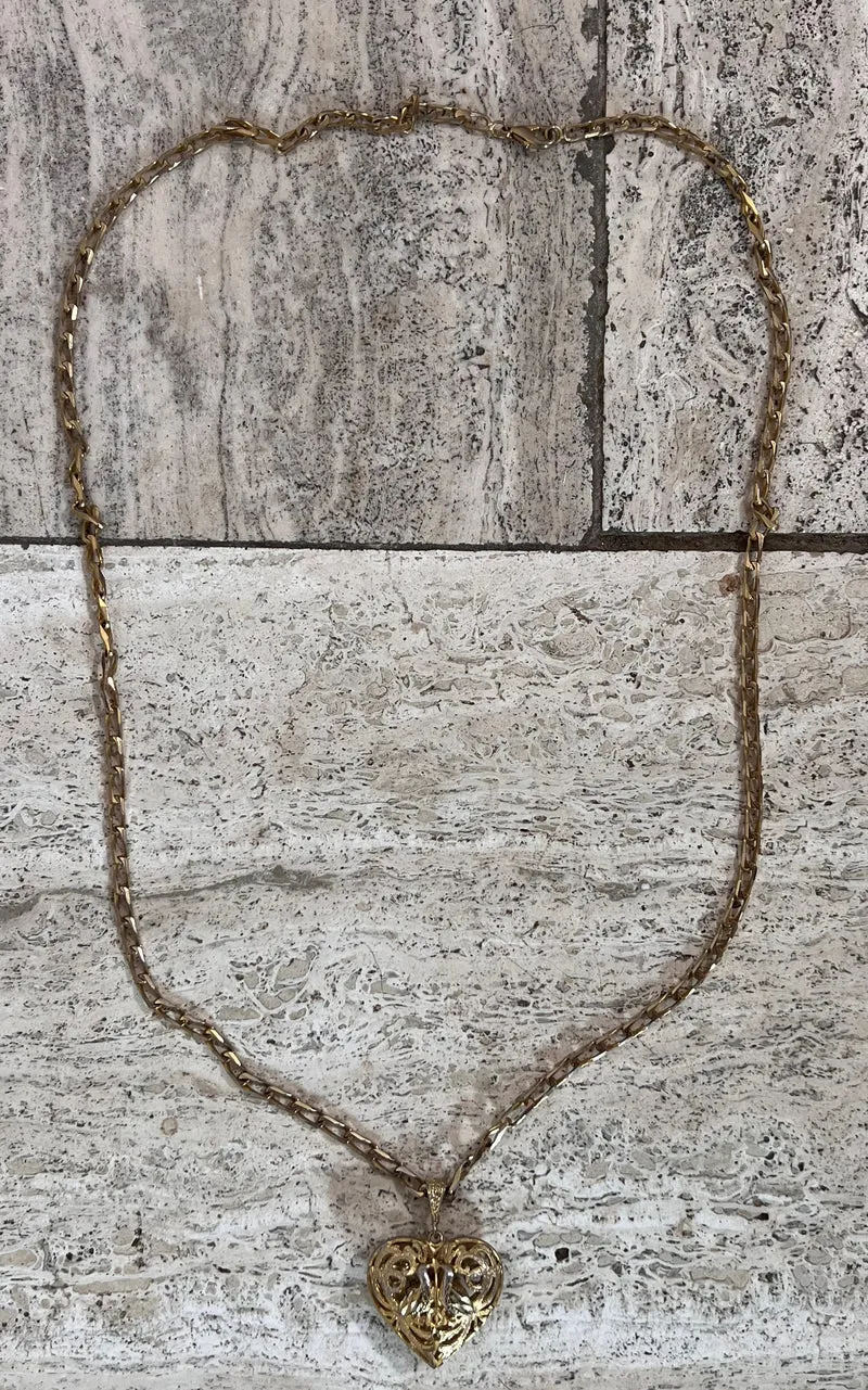 Vintage Heart and Birds Necklace