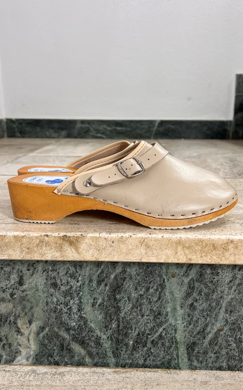 Vintage Creme 70s Clogs 41