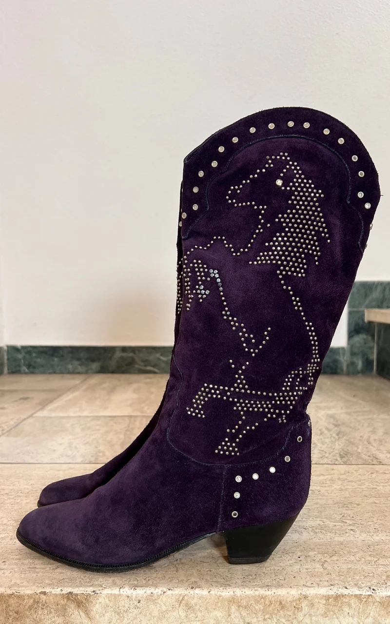 Vintage Studded Purple Pony Boots 37