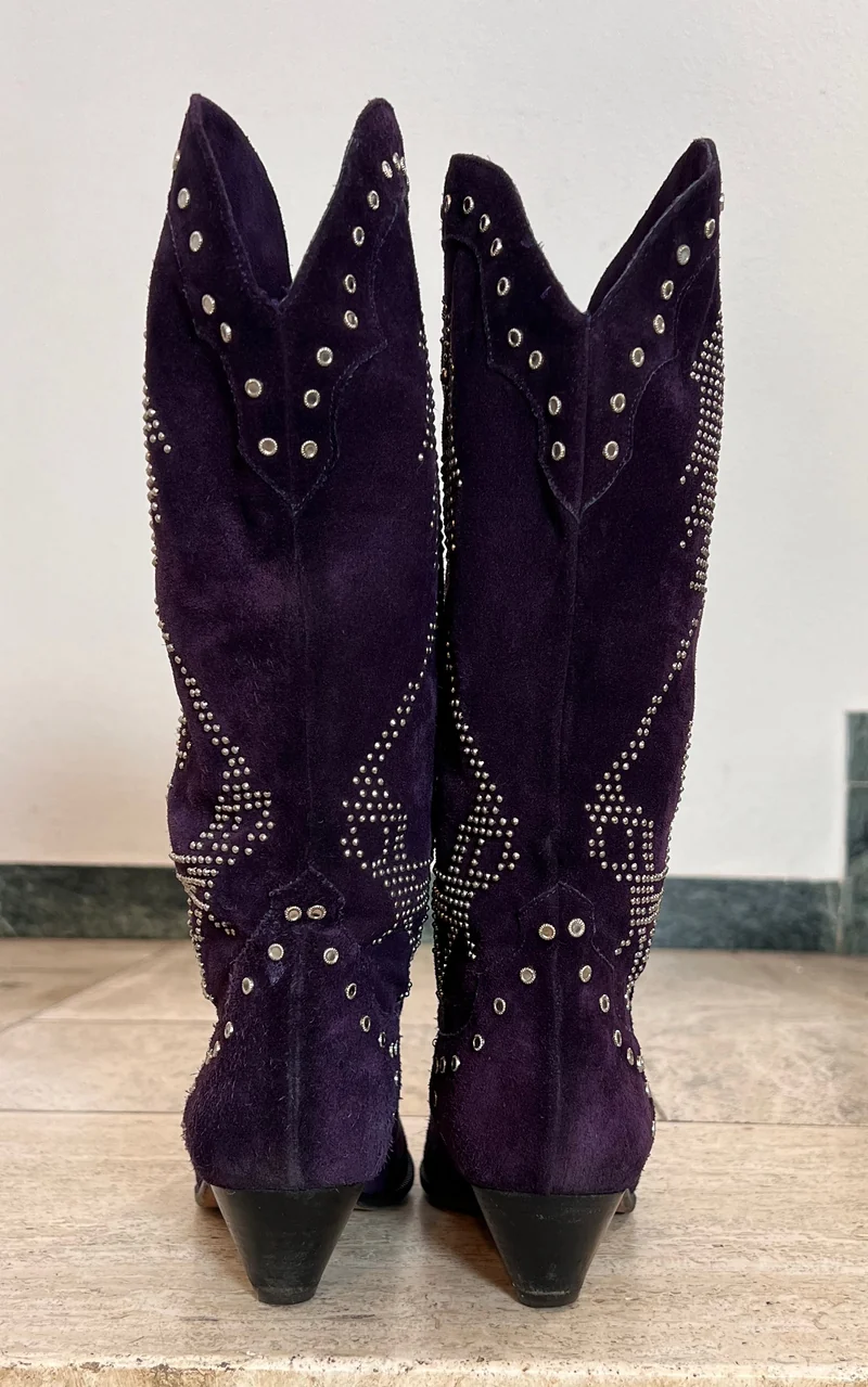 Vintage Studded Purple Pony Boots 37