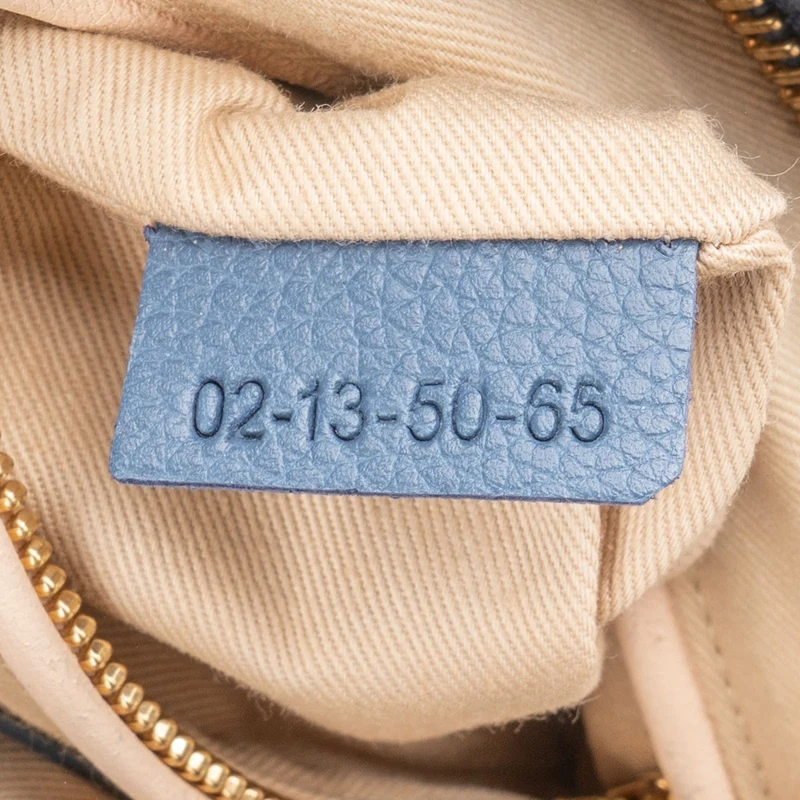 Chloé Blue Grained Leather Small Paraty Shoulder Handbag