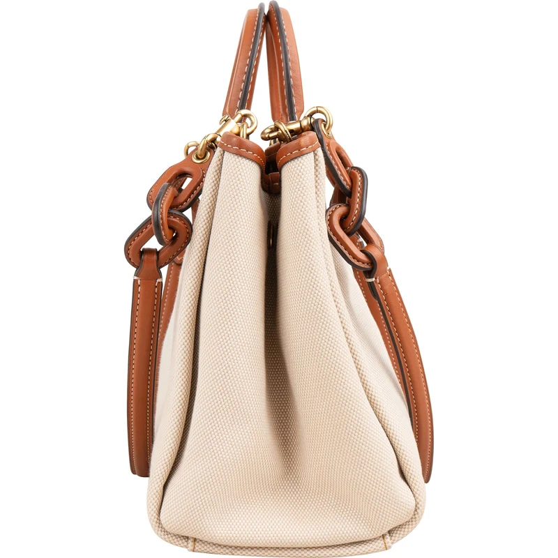 Coach Beige Canvas Embroidered Horse Carriage Reese Tote 28 Handbag