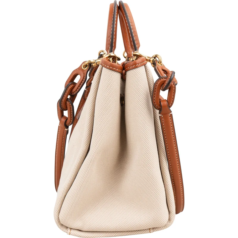 Coach Beige Canvas Embroidered Horse Carriage Reese Tote 28 Handbag