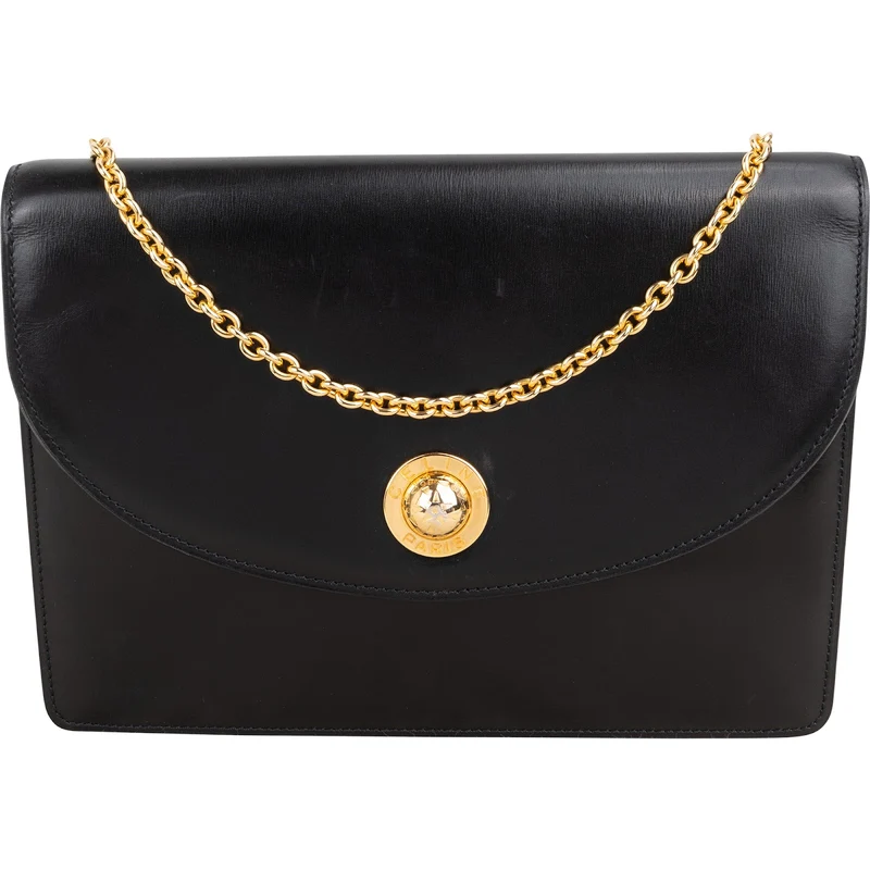 Celine Vintage Calfskin Box Circle Emblem Flap Crossbody Bag
