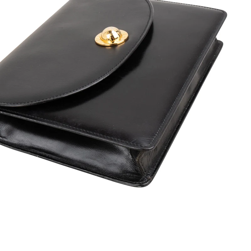 Celine Vintage Calfskin Box Circle Emblem Flap Crossbody Bag