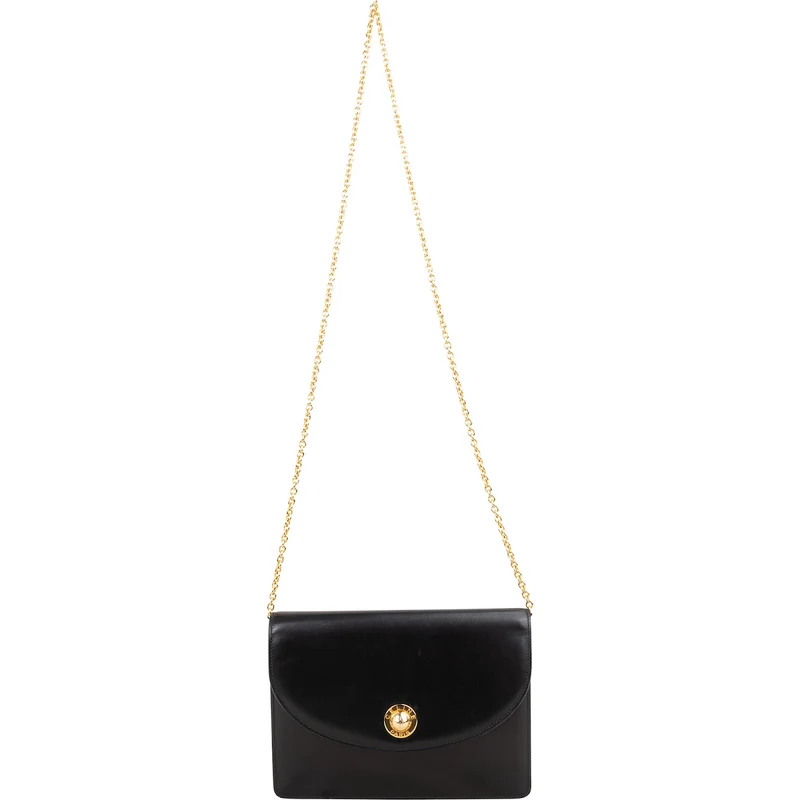 Celine Vintage Calfskin Box Circle Emblem Flap Crossbody Bag