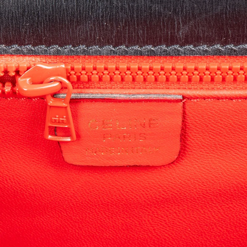 Celine Vintage Calfskin Box Circle Emblem Flap Crossbody Bag