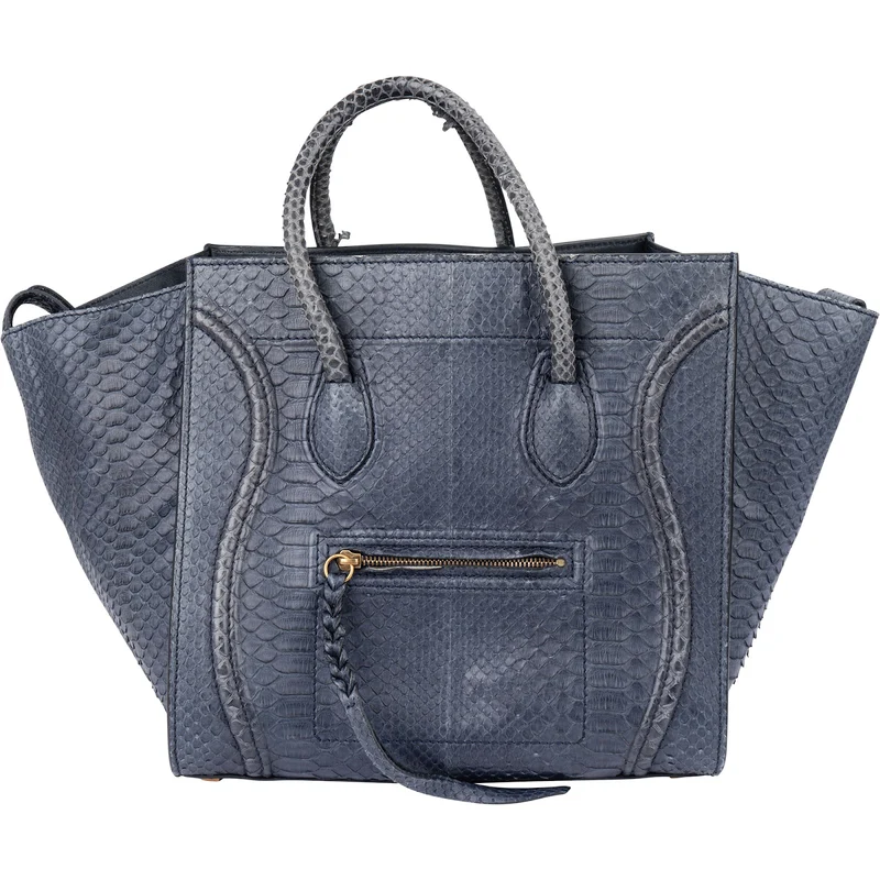 Celine Bleu Python Leather Phantom Handbag