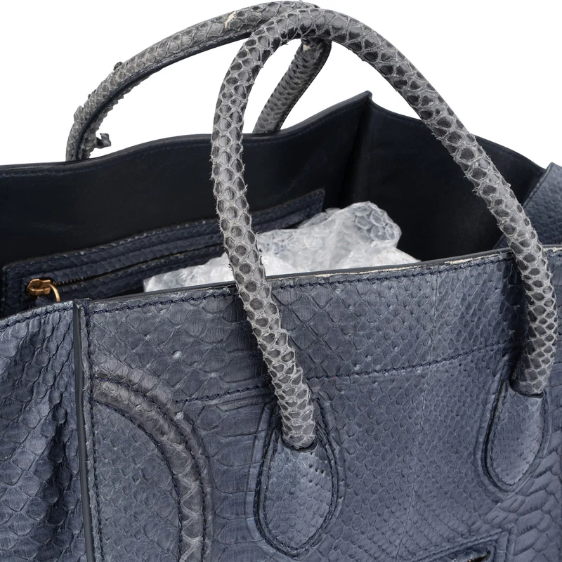 Celine Bleu Python Leather Phantom Handbag