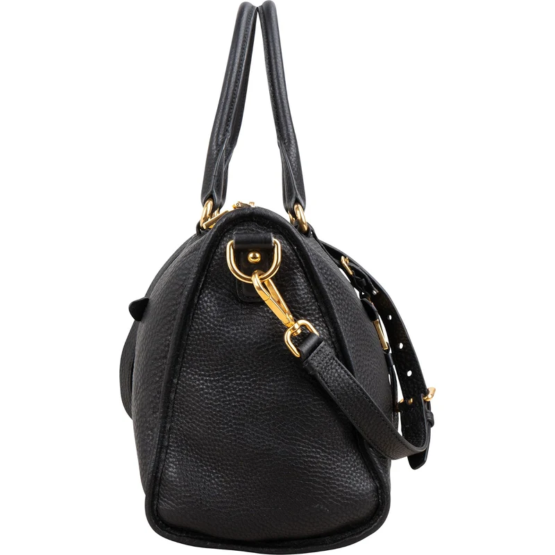 Prada Black Grained Vitello Daino Leather City Handbag