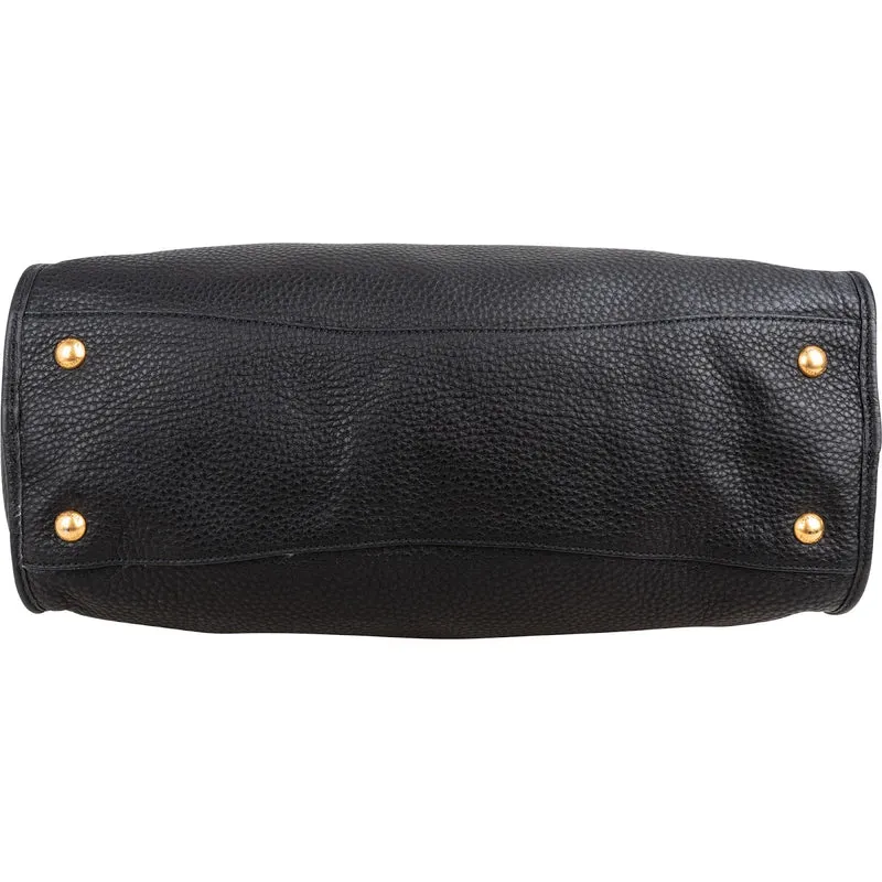 Prada Black Grained Vitello Daino Leather City Handbag