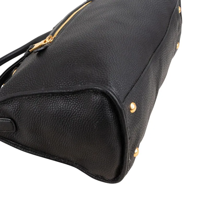 Prada Black Grained Vitello Daino Leather City Handbag